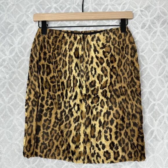 Vtg Cache Mini Skirt XS Petite Leopard Fuzzy Grunge Mobwife Sexy Party 90s 80s - Picture 5 of 11